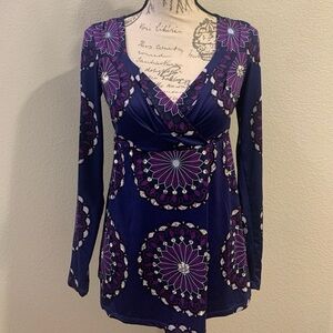 INC International Concepts Women's Blouse in Purple and Navy